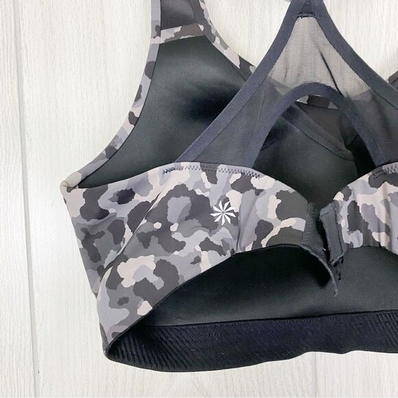 Athleta | Gray Scale Animal Print Advance Sports Bra Size 36D - Picture 6 of 11
